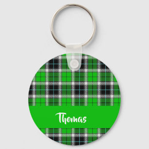 Chaveiro Padrão de xadrez verde de nome personalizado