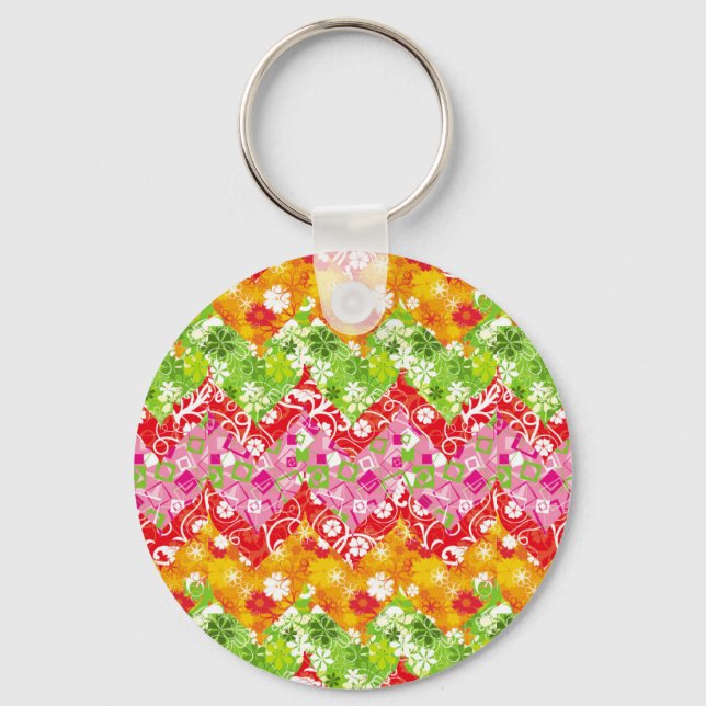 Chaveiro Padrão de ziguezague de verão colorido e bonito (Frente)
