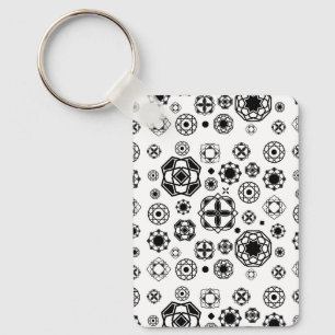 Chaveiro Padrão decorativo arabesco preto branco fofo