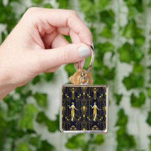 Chaveiro Padrão decorativo dourado e preto Gabsy