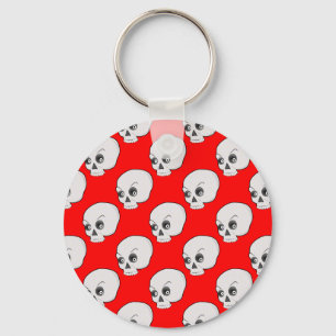 Chaveiro Padrão Do Crânio Em Fundo Vermelho