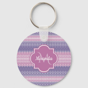 Chaveiro Padrão do Knit Roxo Na moda com Monograma e Nome