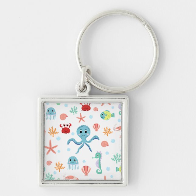 Chaveiro Padrão do mundo do mar (Frente)