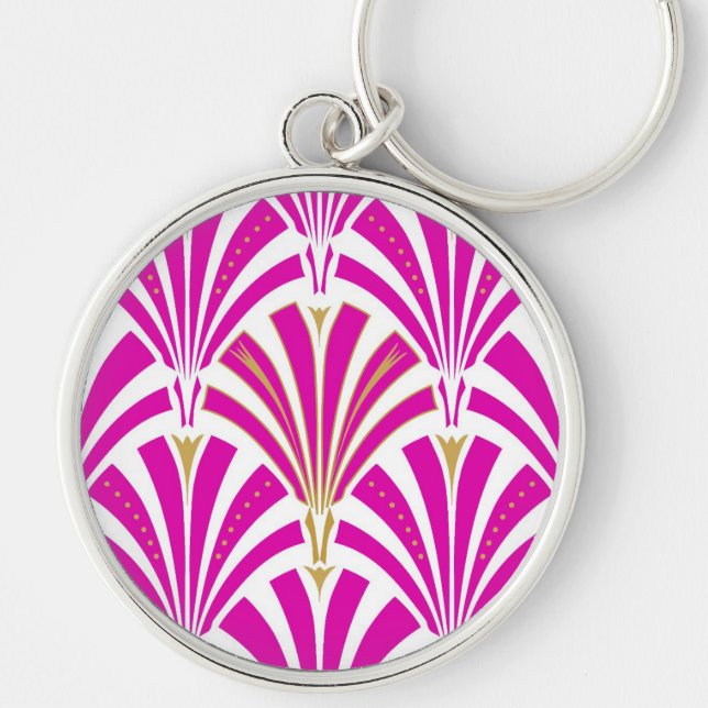 Chaveiro Padrão do ventilador Art Deco - rosa-menta (Frente)