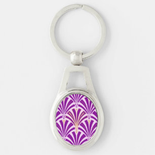 Chaveiro Padrão do ventilador Art Deco - roxo e orquídea
