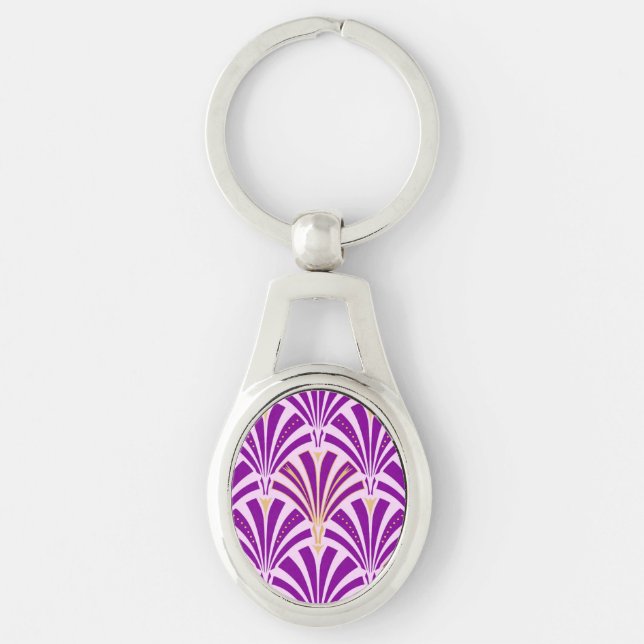 Chaveiro Padrão do ventilador Art Deco - roxo e orquídea (Frente)