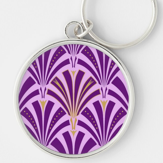 Chaveiro Padrão do ventilador Art Deco - roxo e orquídea (Frente)