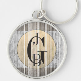 Chaveiro Padrão Dourado, Cinza e Faixa