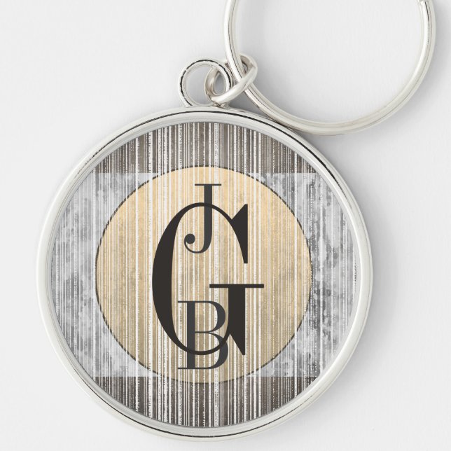 Chaveiro Padrão Dourado, Cinza e Faixa (Frente)