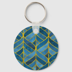 Chaveiro Padrão Dourado do Grunge Azul
