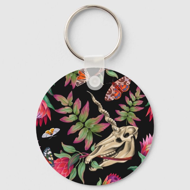 Chaveiro Padrão Escuro do Unicórnio da Floresta Mágica. (Frente)