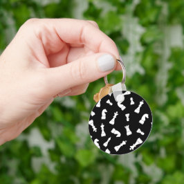 Chaveiro Padrão exclusivo de peças de xadrez preto e branco