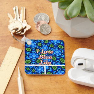 Chaveiro Padrão Floral abstrato Azul