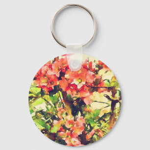 Chaveiro Padrão Floral Aquarela Rosa Vermelho 1