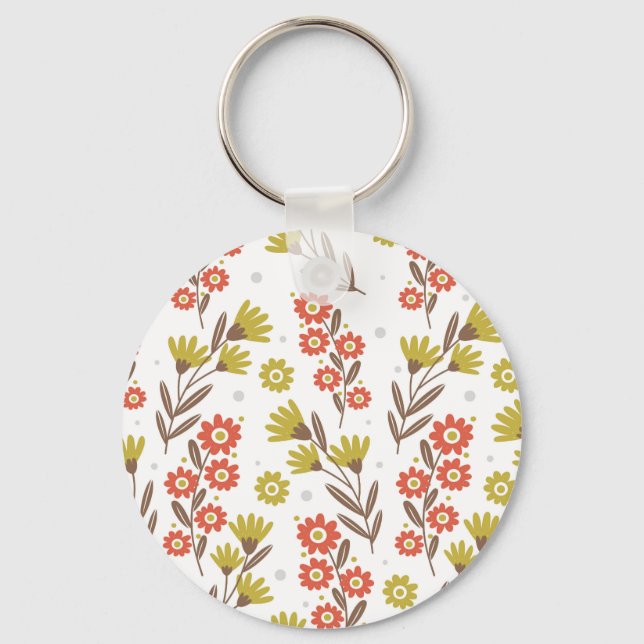 Chaveiro Padrão floral bonito, fundo sem costura. (Frente)