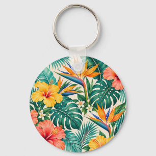 Chaveiro Padrão Floral Botânico Paraíso Tropical