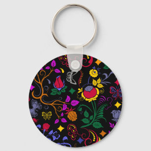 Chaveiro Padrão floral colorido fofo
