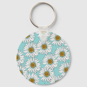Chaveiro Padrão Floral da margarida azul