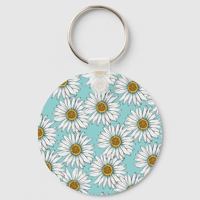 Chaveiro Padrão Floral da margarida azul (Frente)