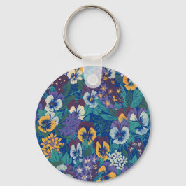 Chaveiro Padrão Floral de Amor-Perfeito Vintage | Jardim da