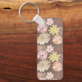 Chaveiro Padrão Floral de Asfalto Boho Rústico