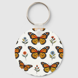 Chaveiro Padrão Floral de Borboleta Monarca