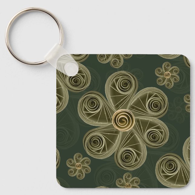 Chaveiro Padrão Floral de Bosque Quilled (Frente)