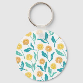 Chaveiro Padrão Floral de Dandelion Amarelo - Inspirado na