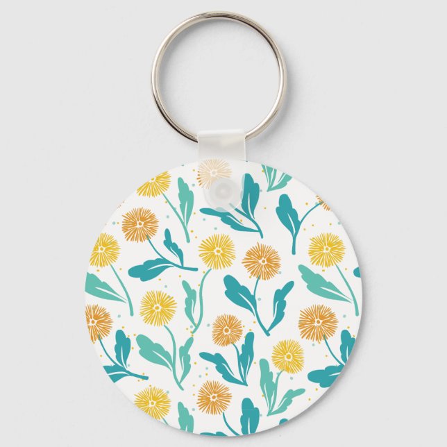 Chaveiro Padrão Floral de Dandelion Amarelo - Inspirado na  (Frente)