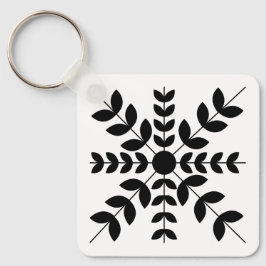 Chaveiro Padrão Floral de Mandala abstrato preto e branco