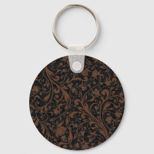 Chaveiro Padrão floral de tigre preto marrom fofo