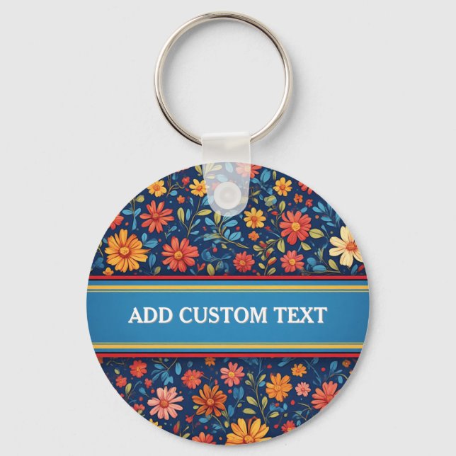 Chaveiro Padrão Floral Elegante (Frente)
