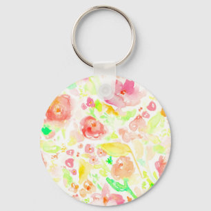 Chaveiro Padrão floral em aquarela colorido fofo
