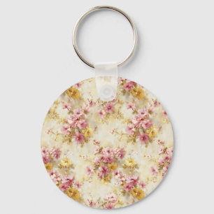 Chaveiro Padrão Floral em Aquarela Vintage