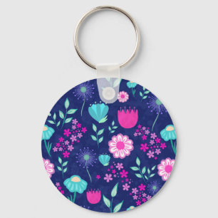Chaveiro Padrão floral fofo de fundo