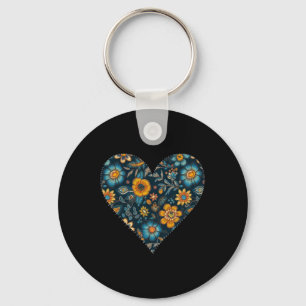 Chaveiro Padrão Floral Fofo em Estilo Retro Ucraniano Ucrân