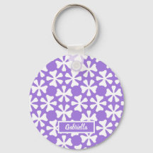 Padrão Floral Geométrico Moderno Lavanda e Branco