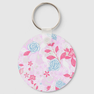 Chaveiro Padrão floral pastel colorido