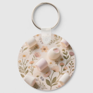 Chaveiro Padrão Floral Pastel Marshmallow