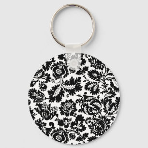 Chaveiro Padrão Floral Veneziano Preto e Branco de William