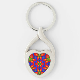 Chaveiro Padrão Floral Vermelho Cinto