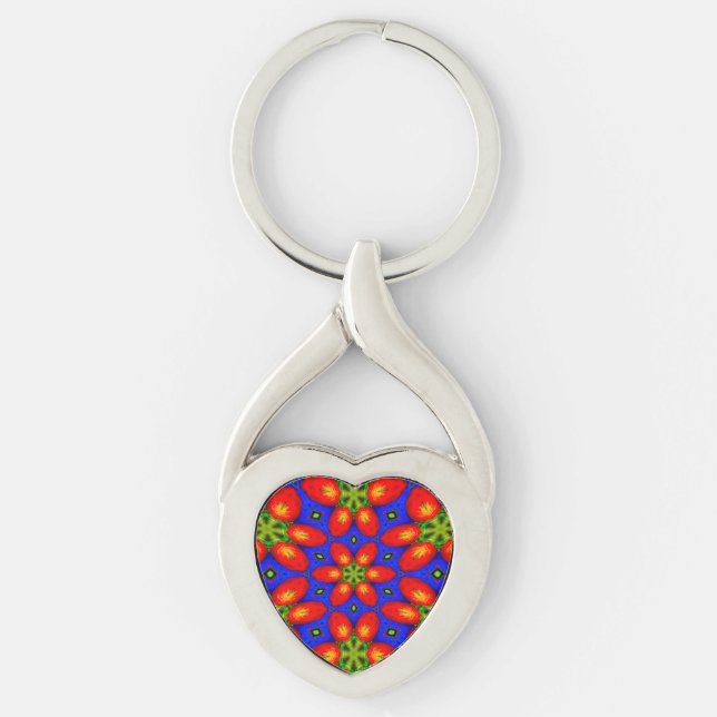 Chaveiro Padrão Floral Vermelho Cinto (Frente)