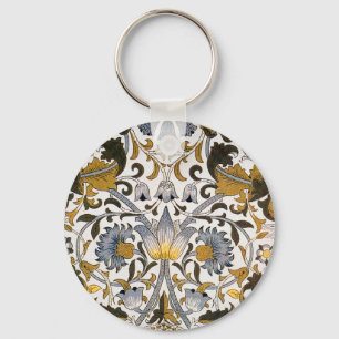 Chaveiro Padrão Floral William Morris Lodden: Azul Dourado