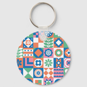 Chaveiro Padrão Folclórico Escandinavo abstrato