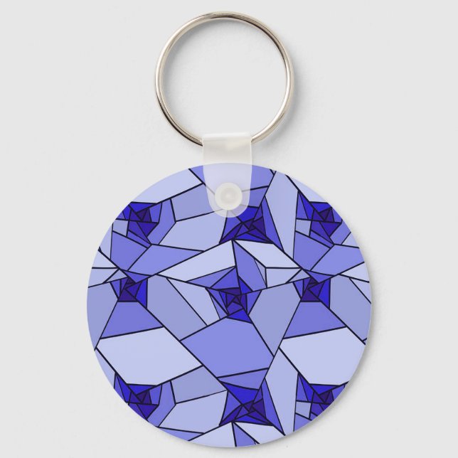 Chaveiro Padrão Geométrico Abstrato Azul (Frente)
