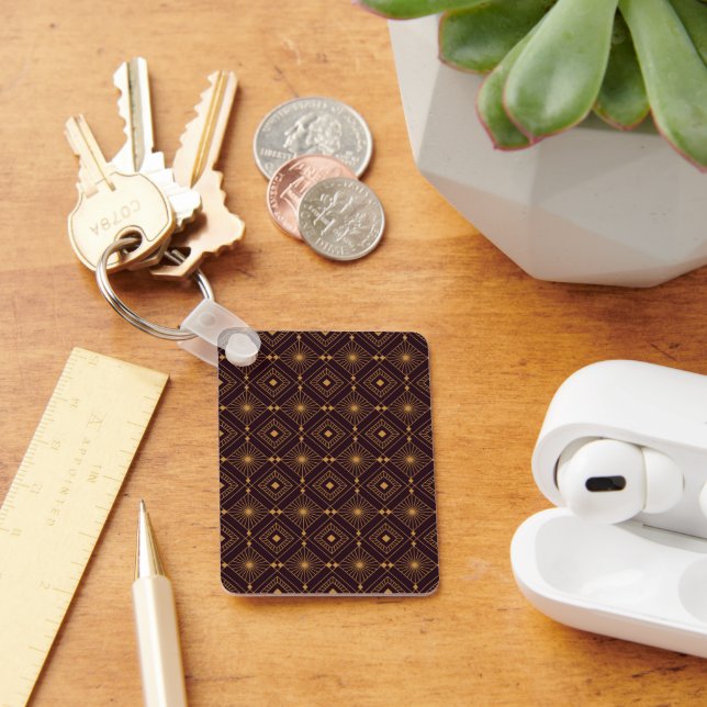 Chaveiro Padrão geométrico Art Deco com forma de diamante d (Mesa)