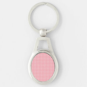 Chaveiro Padrão Geométrico Cor-de-Rosa e Branco Fofo