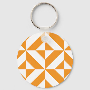 Chaveiro Padrão Geométrico de Deco de Laranja Queimado