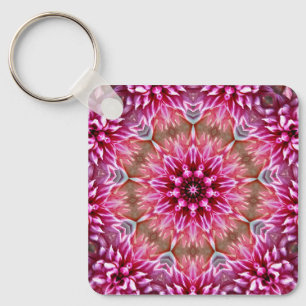 Chaveiro Padrão Geométrico de Flor Cor-de-Rosa Mandala - 67