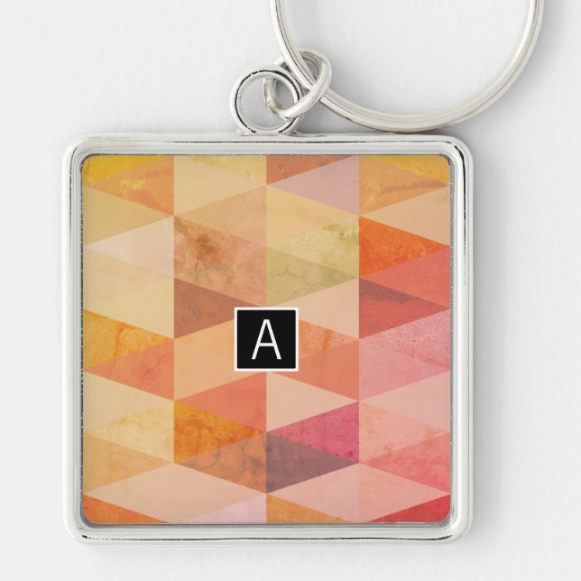Chaveiro Padrão Geométrico do Triângulo Suave | Monograma (Frente)